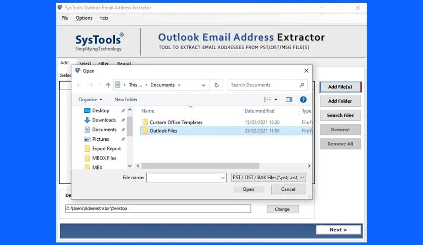 SysTools Outlook Email Address Extractor 5.1