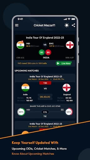 Cricket Mazza 11 Live Line 4.22