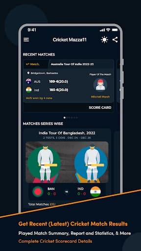 Cricket Mazza 11 Live Line 4.22