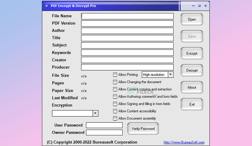 Bureausoft PDF Encrypt & Decrypt Pro 5.0